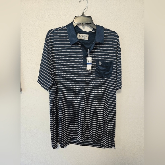 Penguin Navy and White Striped Jersey Polo Men's Size XL NWT - Picture 11 of 11